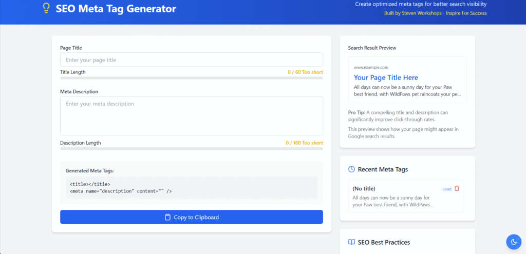 Meta Tag Generator