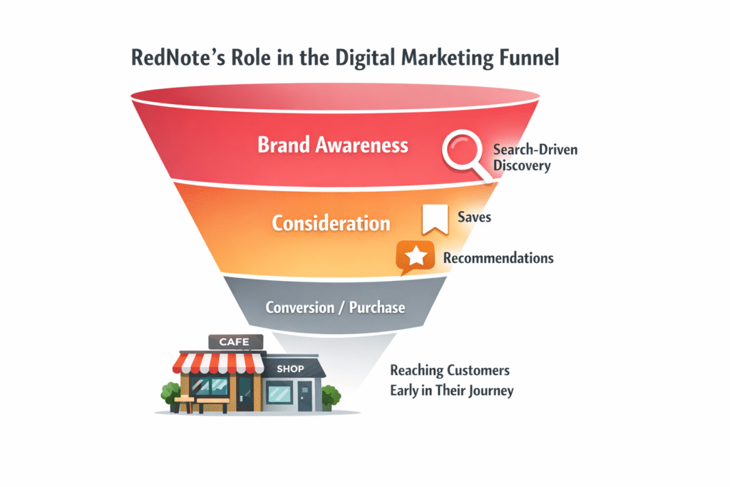 RedNote role in Digital Marketing in Social Media funnel for brand awareness
